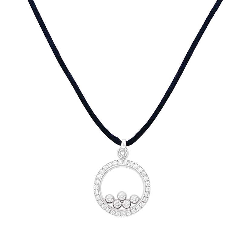 Pendentif Chopard "Happy Diamonds" or blanc, diamants.