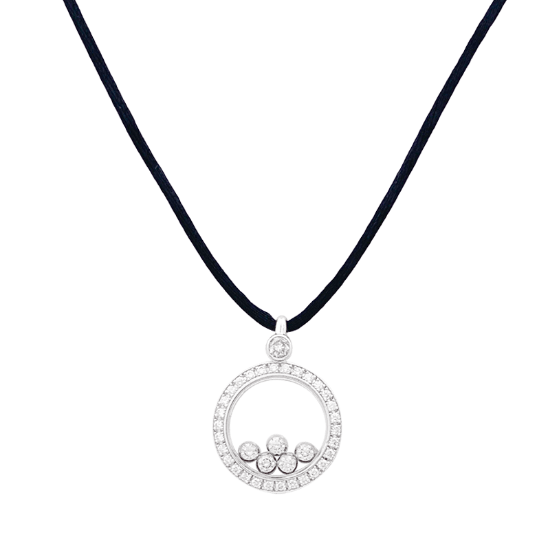 Pendentif Chopard "Happy Diamonds" or blanc, diamants. - Maison Eloe