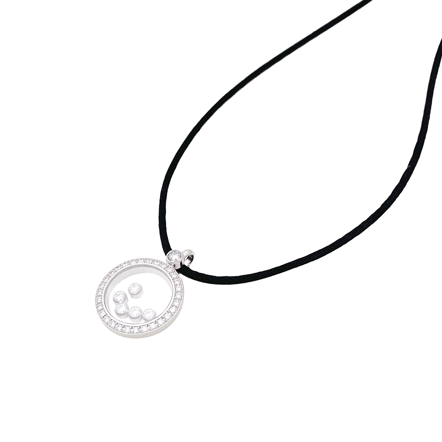 Pendentif Chopard "Happy Diamonds" or blanc, diamants.