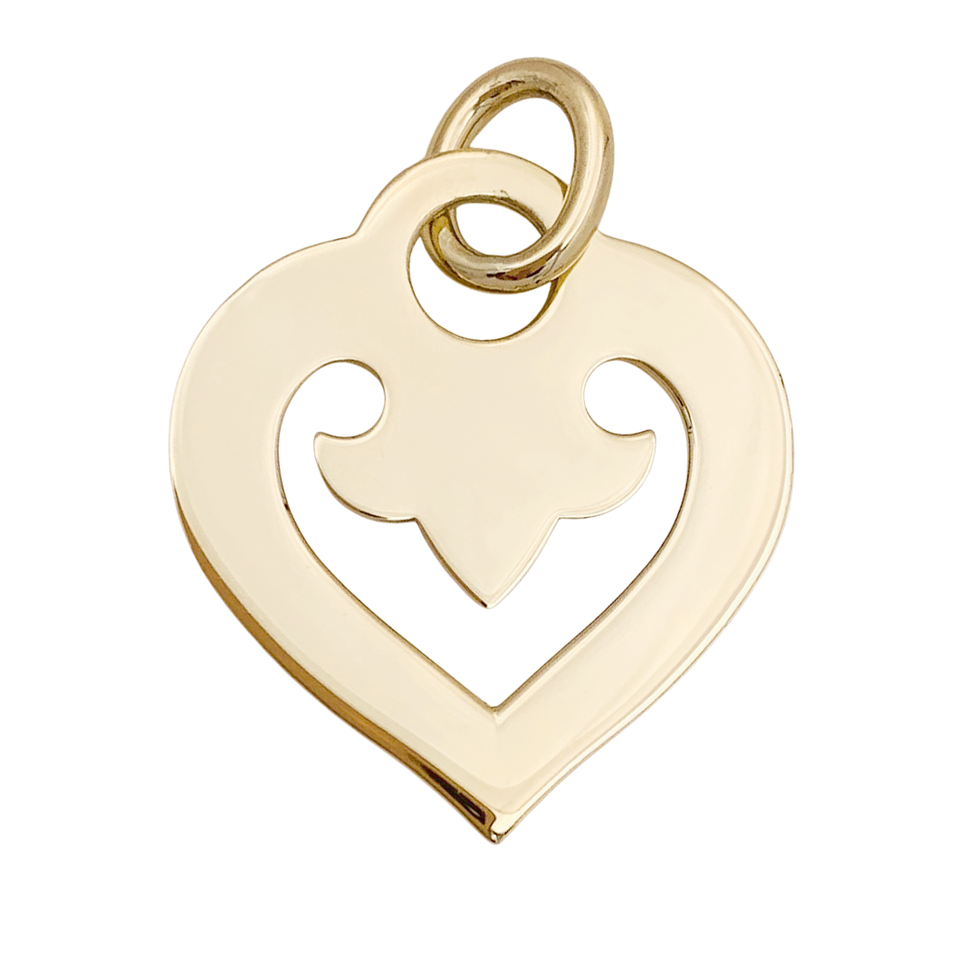 Pendentif O.J.Perrin, "Coeur Légendes", or jaune.