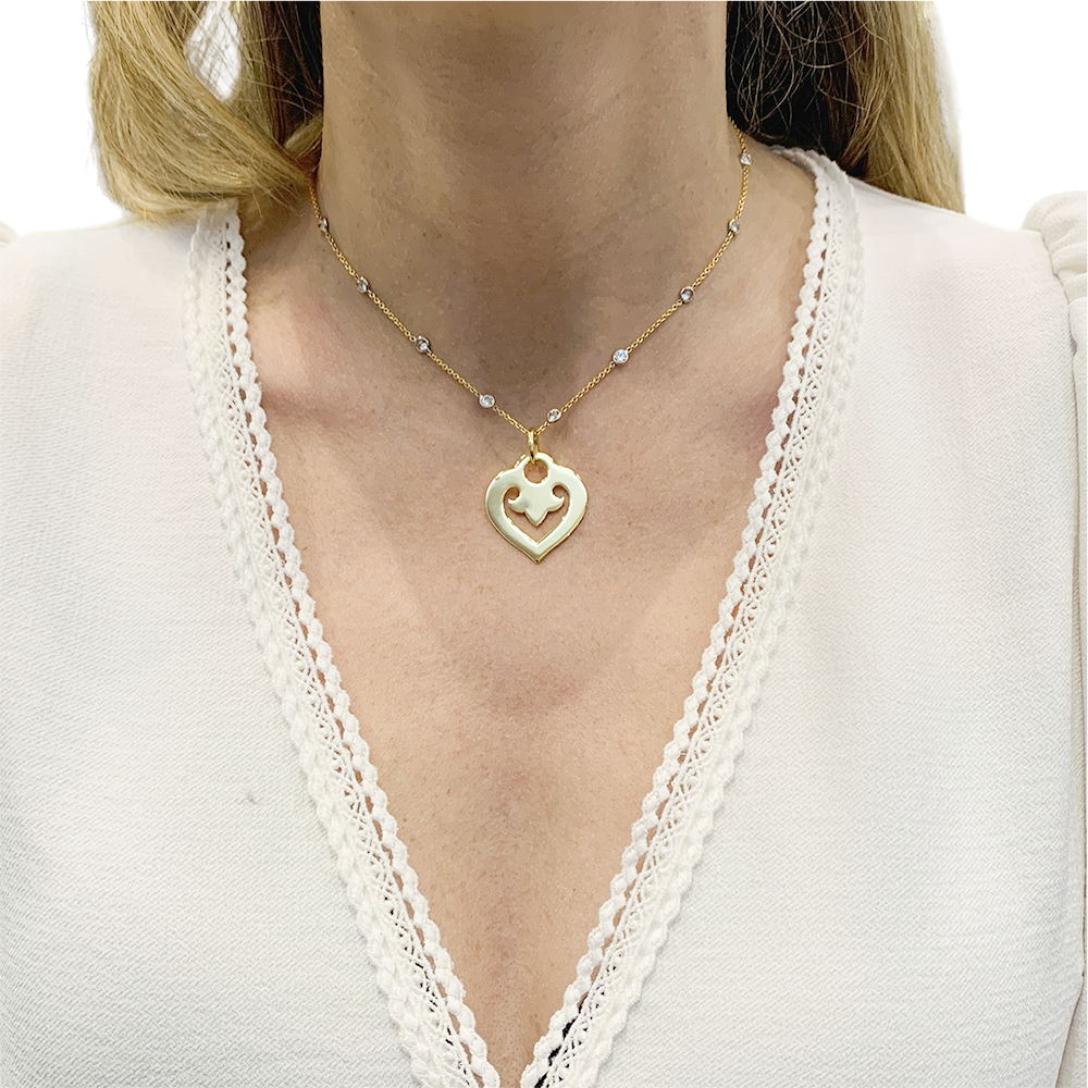 Pendentif O.J.Perrin, "Coeur Légendes", or jaune.