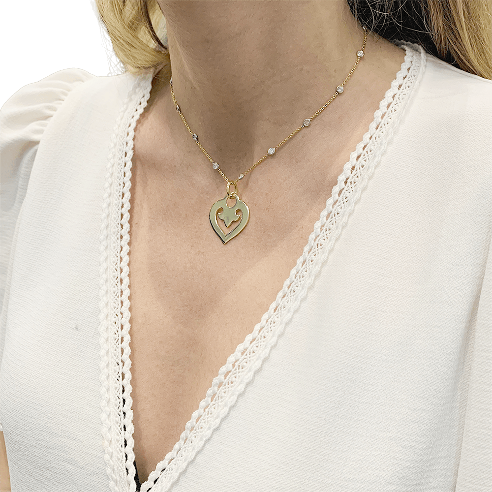 Pendentif O.J.Perrin, "Coeur Légendes", or jaune. - Maison Eloe