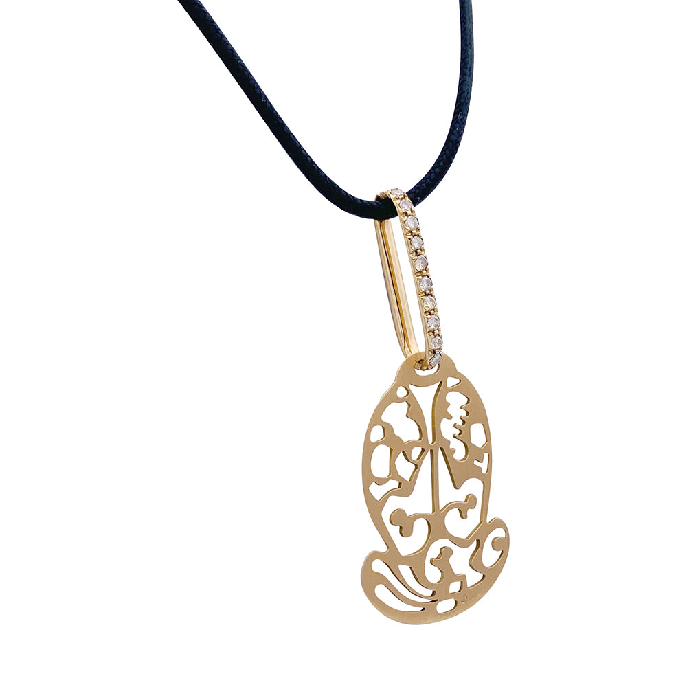 Pomellato pendant, “Ming”, pink gold, brown diamonds.