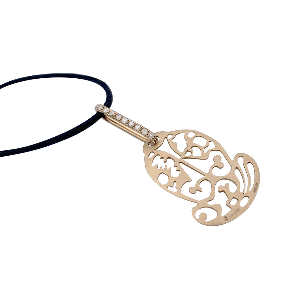 Pomellato pendant, “Ming”, pink gold, brown diamonds.