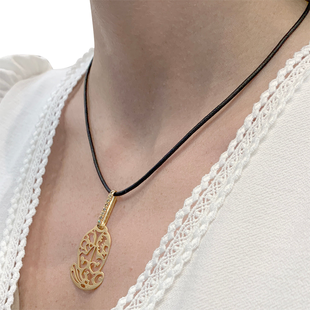 Pomellato pendant, “Ming”, pink gold, brown diamonds.