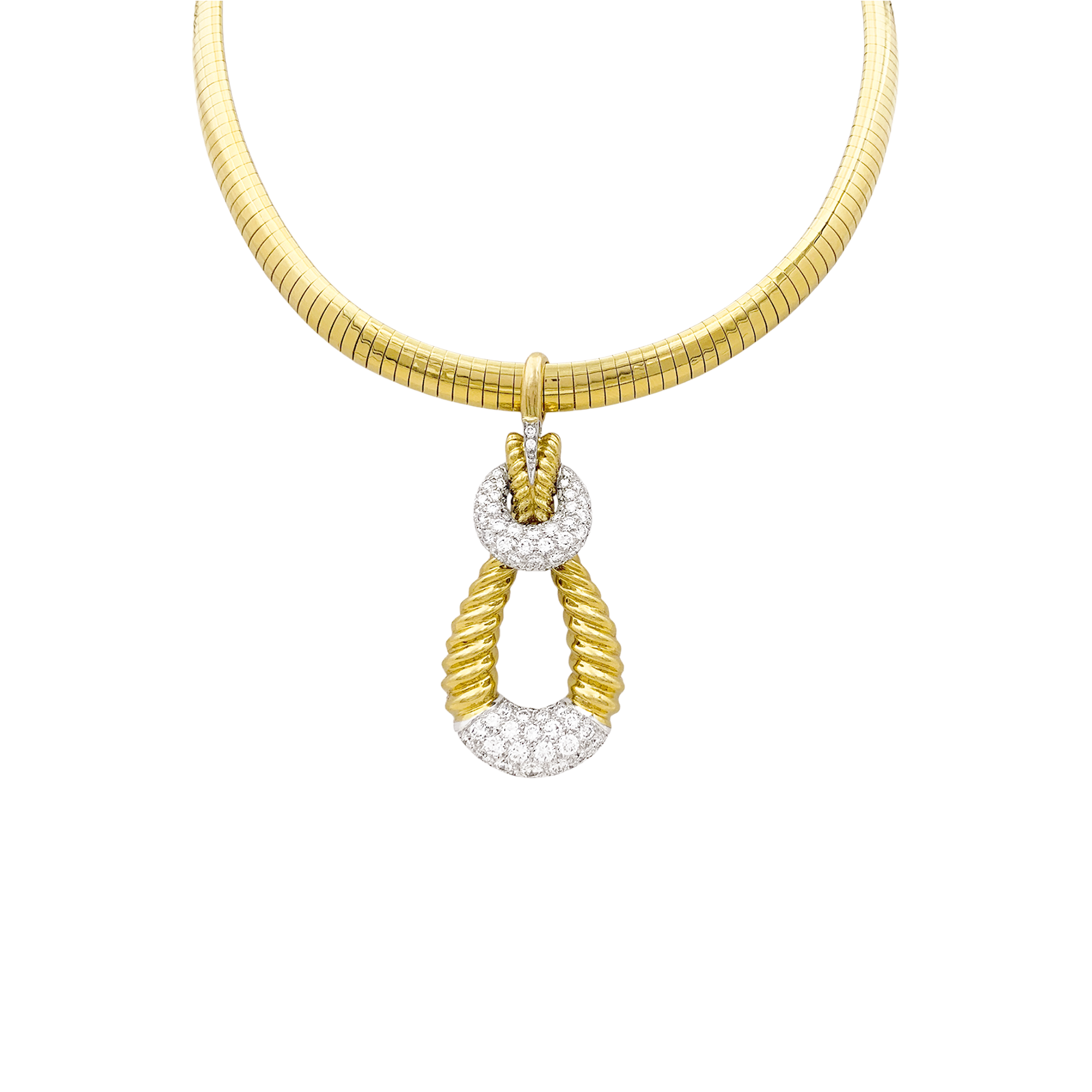 Pendentif vintage Kutchinsky or, diamants.