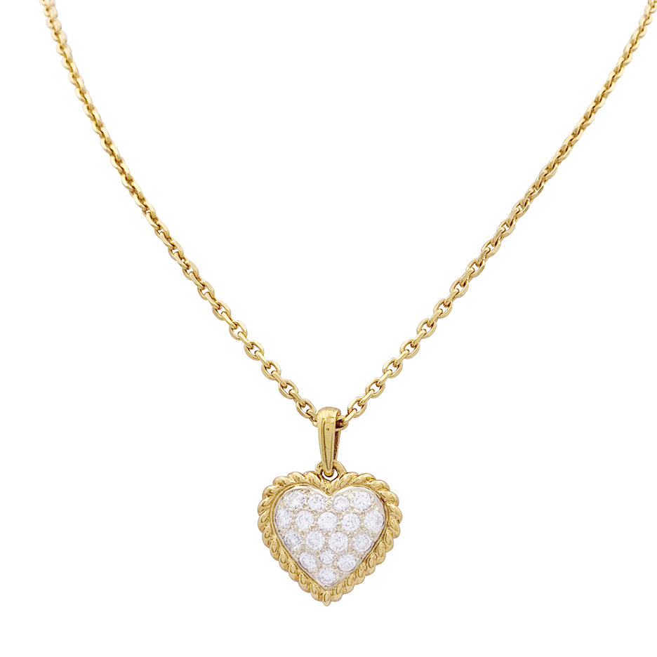 Pendentif vintage Van Cleef & Arpels, "Coeur", or jaune, diamants.