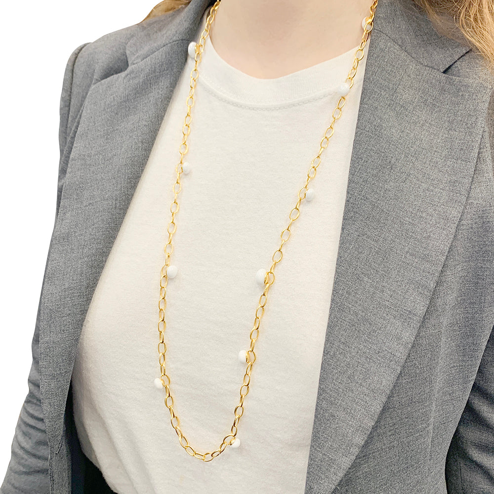 Pomellato necklace, "Capri", rose gold, white ceramic.