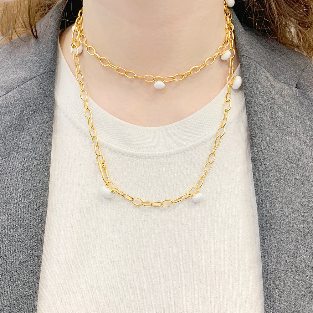 Pomellato necklace, "Capri", rose gold, white ceramic.