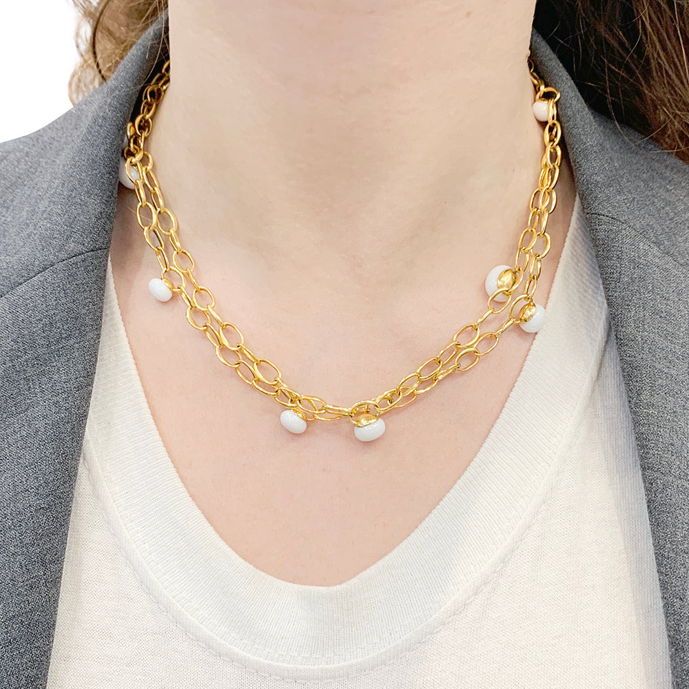 Pomellato necklace, "Capri", rose gold, white ceramic.