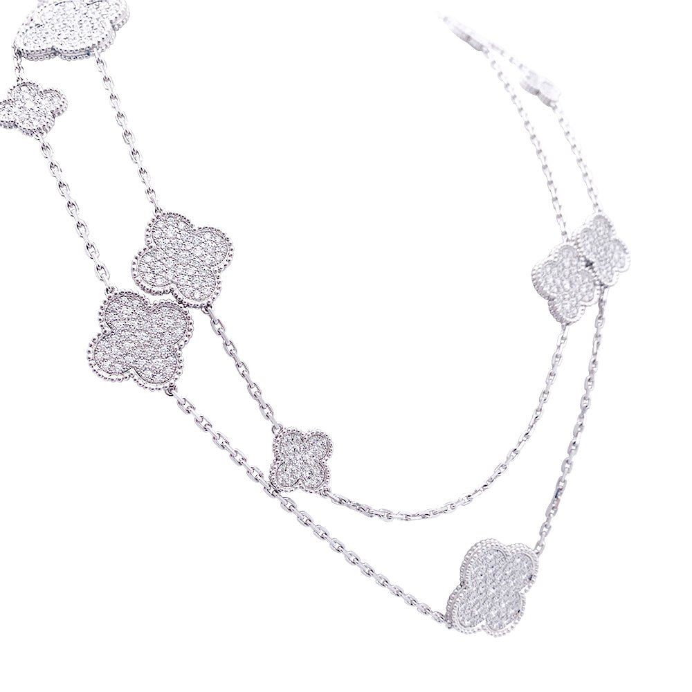 Van Cleef & Arpels “Magic Alhambra” long necklace in white gold, diamonds.