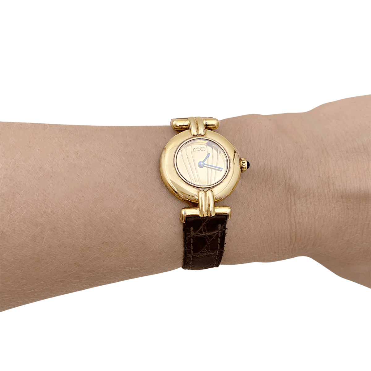 Montre Cartier, "Colisée Must", vermeil, cuir. - Maison Eloe