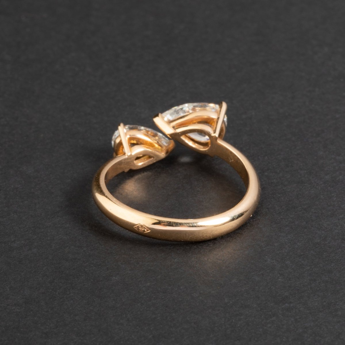 Bague Toi et Moi en or rose et diamants, pièce unique. - Maison Eloe