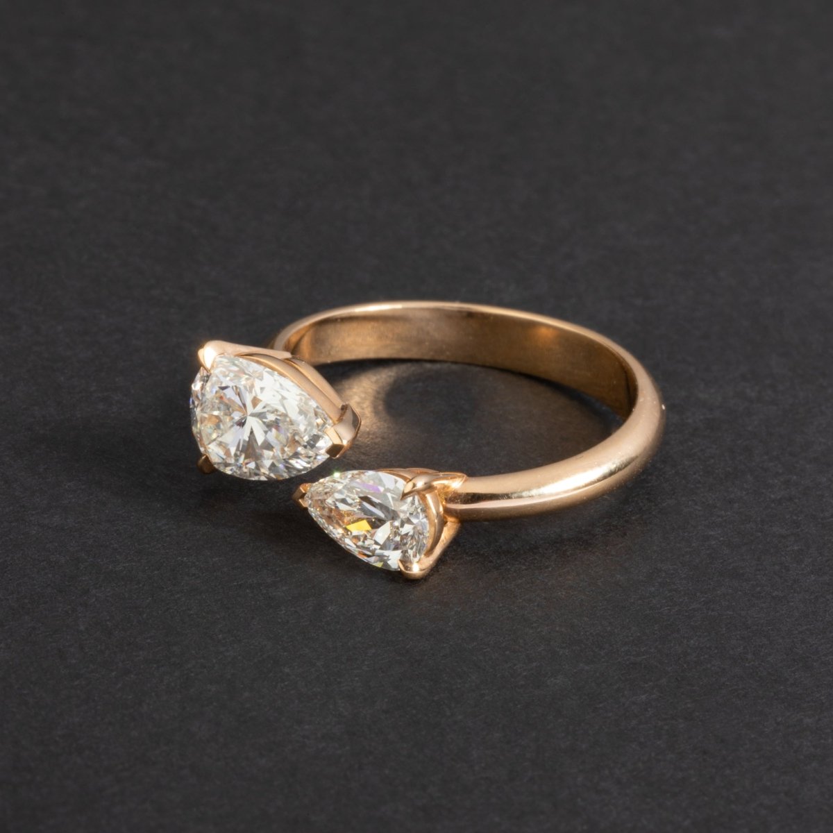 Bague Toi et Moi en or rose et diamants, pièce unique. - Maison Eloe