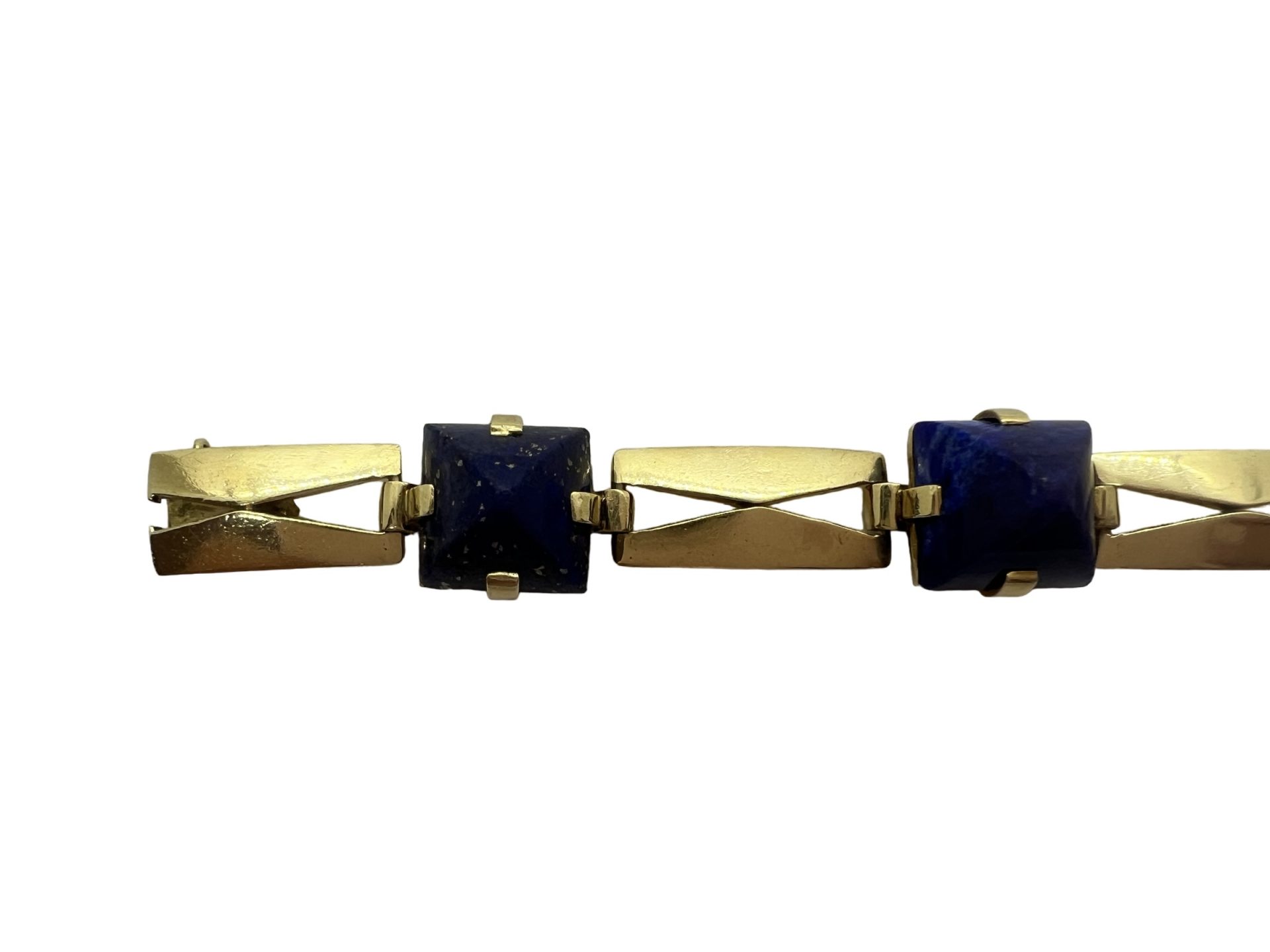 18K yellow gold and lapis lazuli bracelet, French workshop