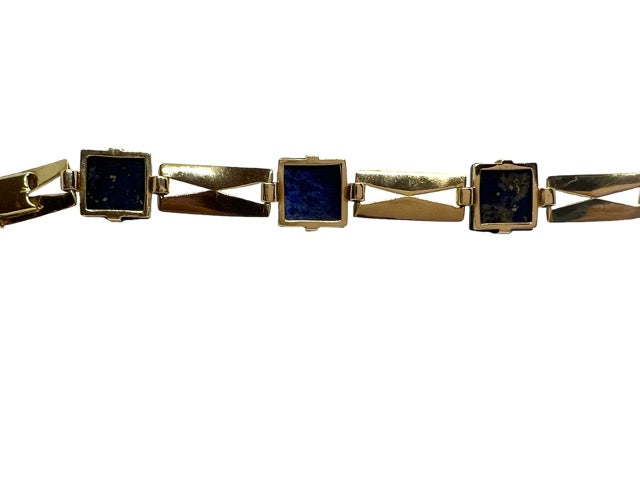 18K yellow gold and lapis lazuli bracelet, French workshop