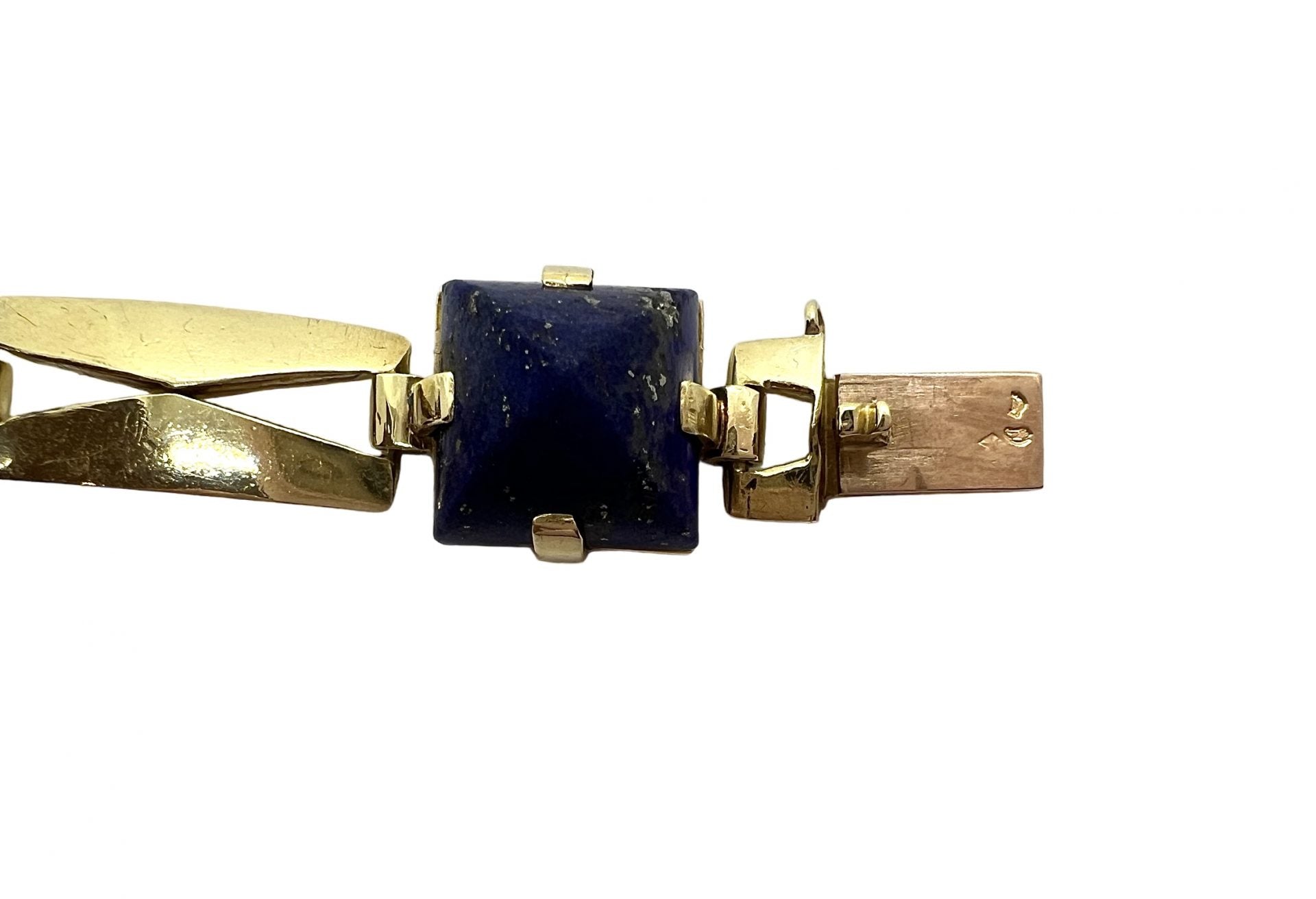 18K yellow gold and lapis lazuli bracelet, French workshop