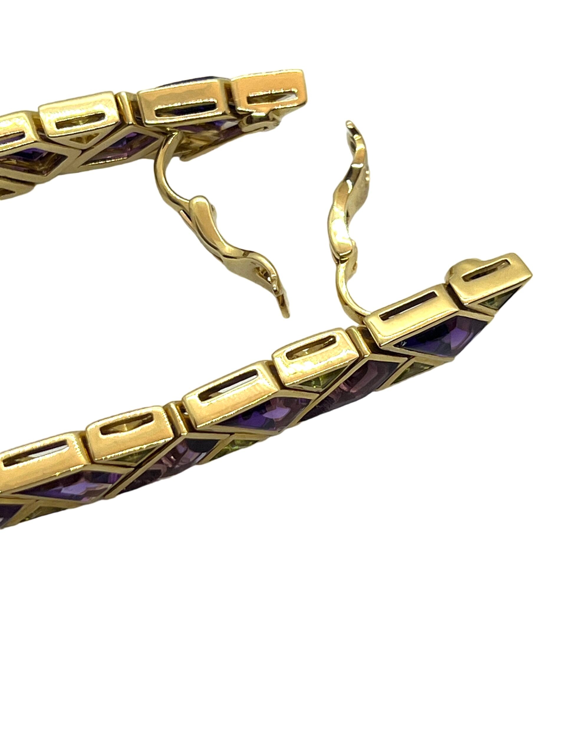 Marina B, Yellow Gold, Amethyst and Peridots Earrings