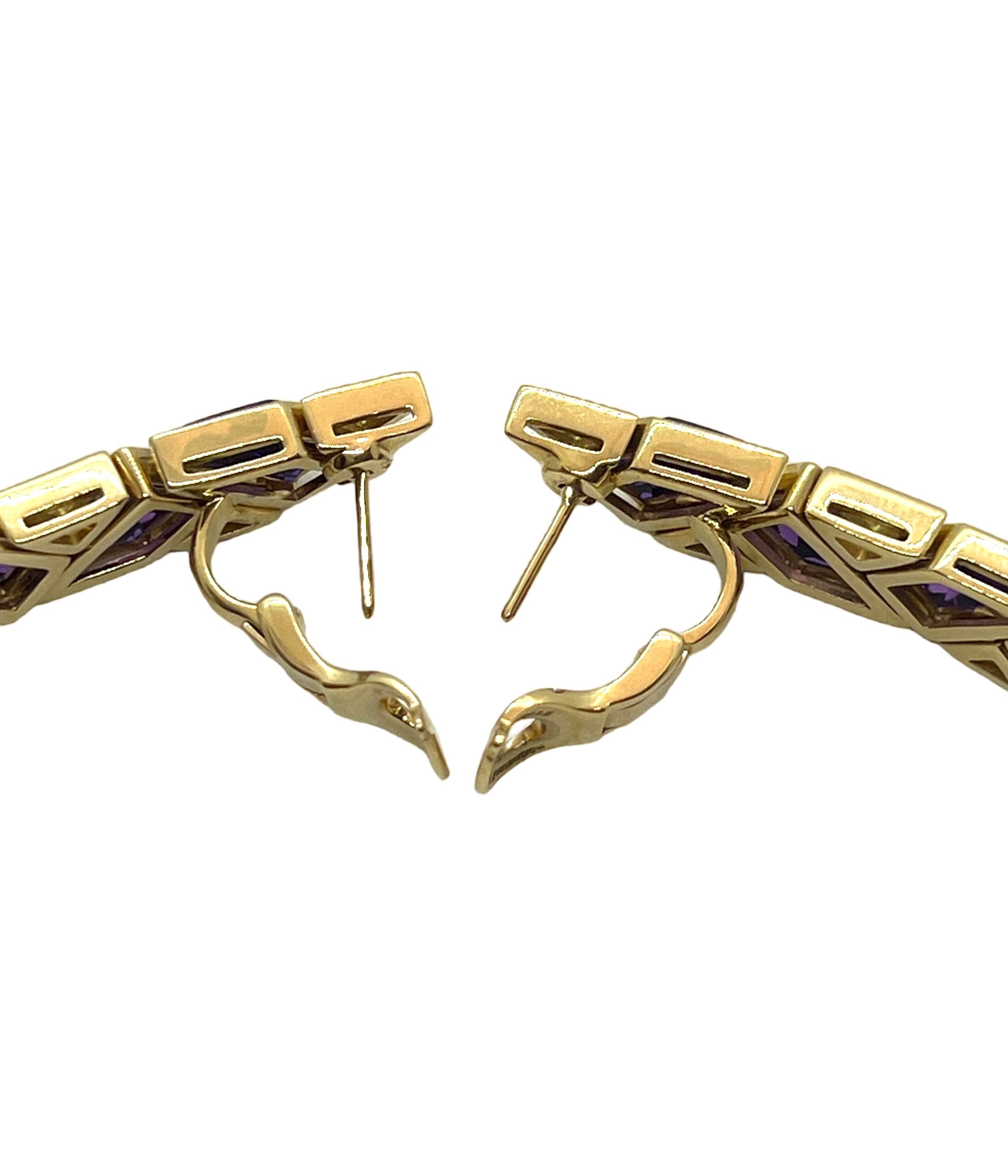 Marina B, Yellow Gold, Amethyst and Peridots Earrings