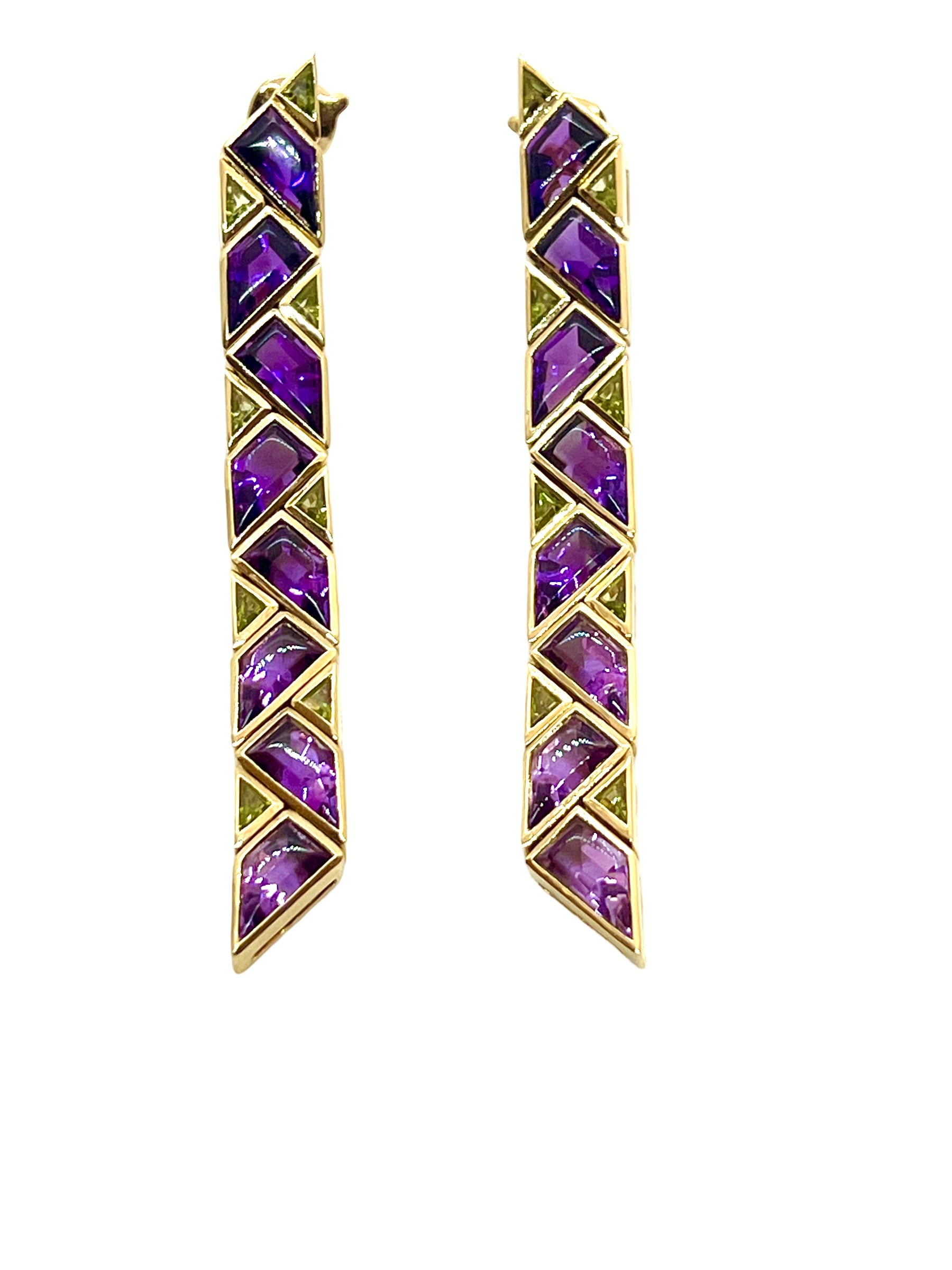 Marina B, Pendants d'oreilles Or jaune, Amethystes et Péridots
