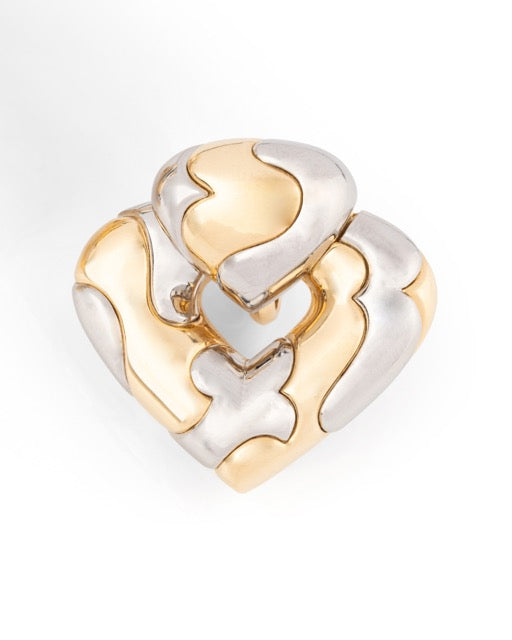 Marina B boucles d'oreilles clips Vintage or jaune 18K et acier