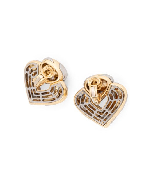 Marina B boucles d'oreilles clips Vintage or jaune 18K et acier