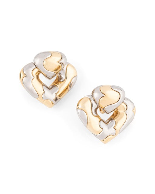 Marina B boucles d'oreilles clips Vintage or jaune 18K et acier
