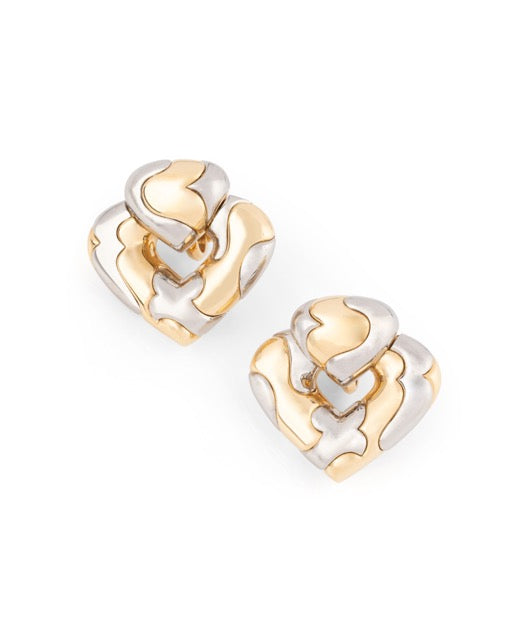 Marina B boucles d'oreilles clips Vintage or jaune 18K et acier