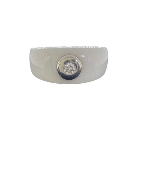 Bague Mauboussin, "Diamant de l'Ange" céramique blanche et Diamant, grand modèle
