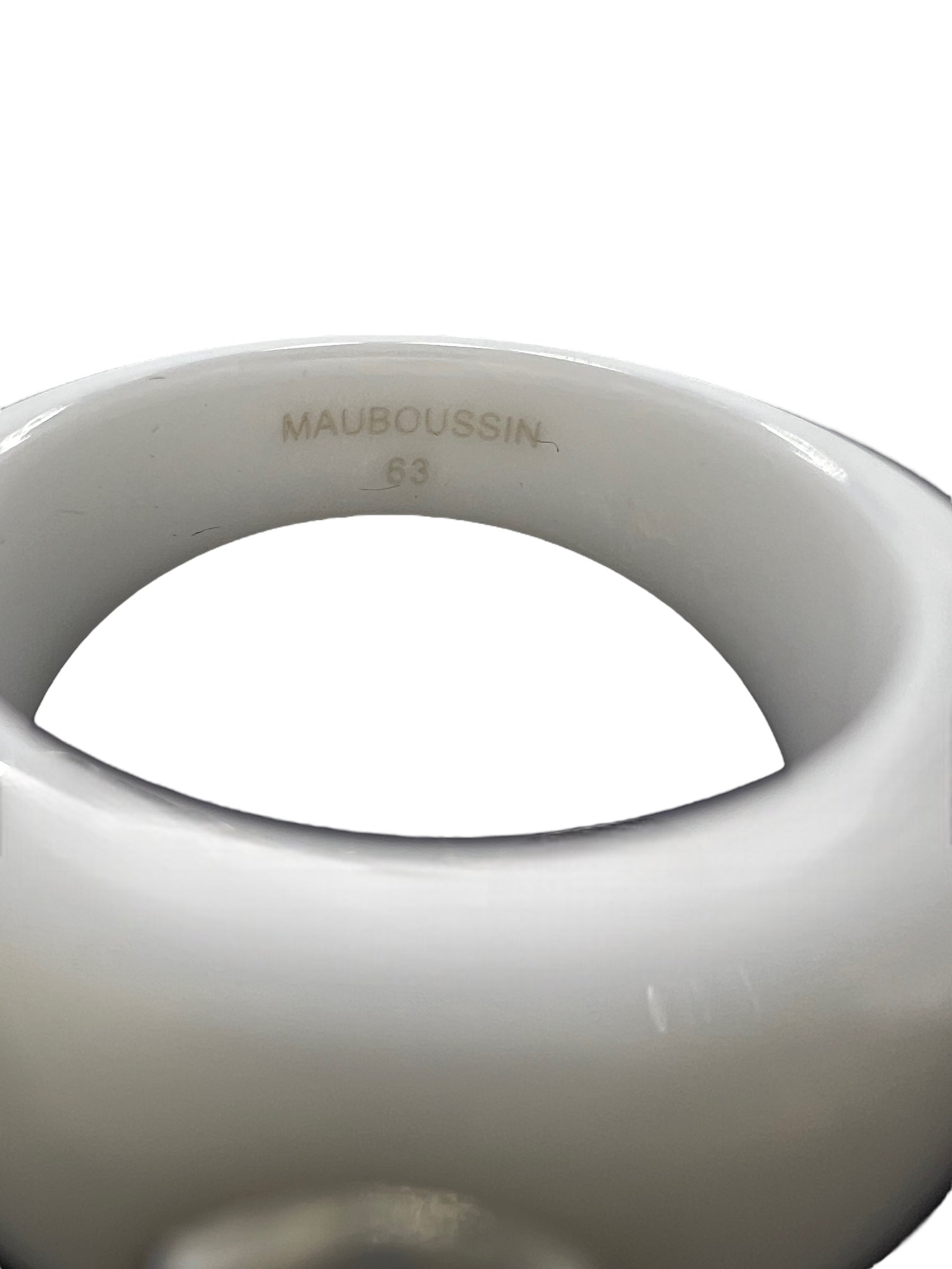 Mauboussin ring, "Angel's Diamond" white ceramic and diamond, large model