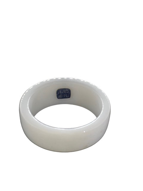 Mauboussin ring, "Angel's Diamond" white ceramic and diamond, large model
