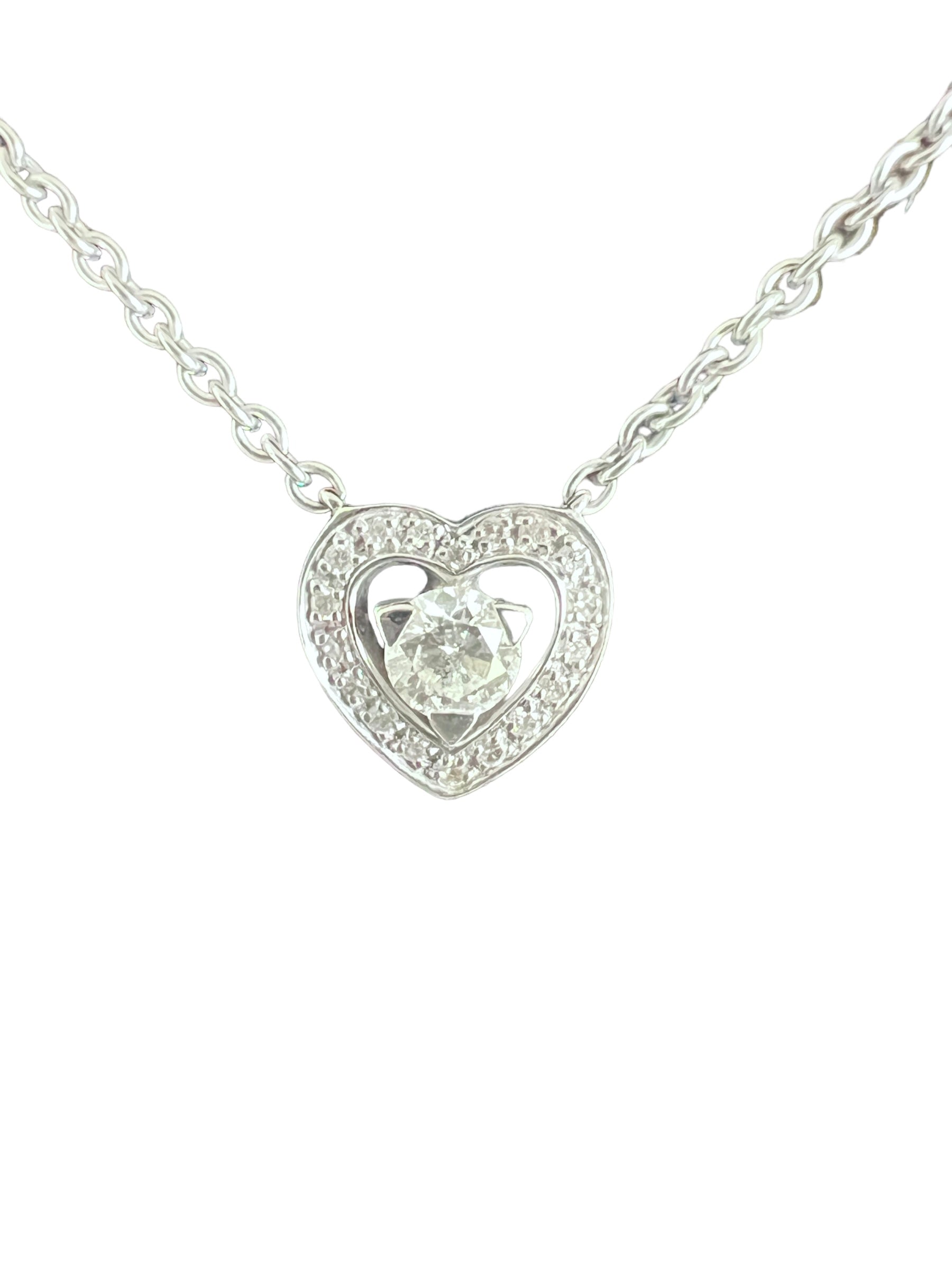Mauboussin, collier or blanc diamants "Sex Love Touch Coeur"