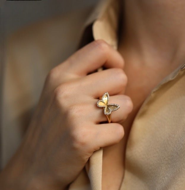 Messika, bague "Butterfly" en or rose 18K et diamants - Maison Eloe