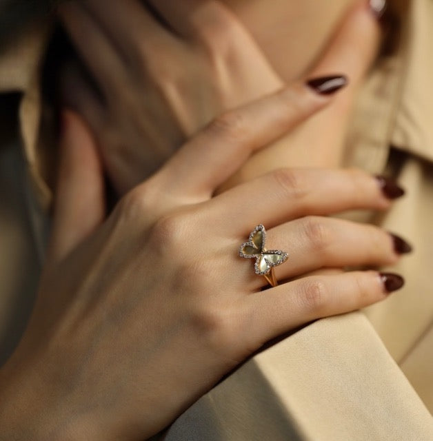 Messika, "Butterfly" ring in 18K rose gold and diamonds