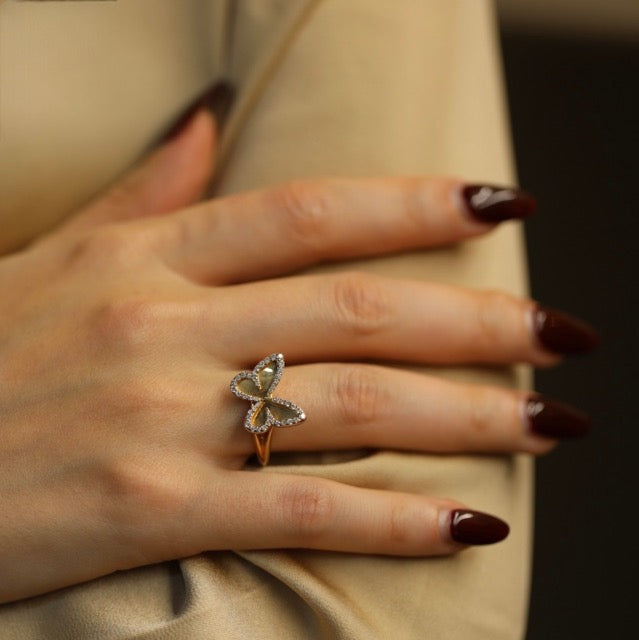 Messika, "Butterfly" ring in 18K rose gold and diamonds