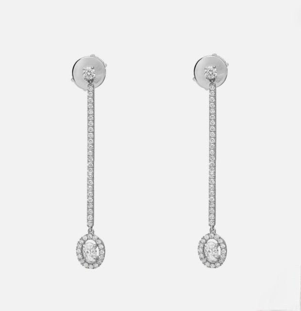 Messika boucles d'oreilles pendantes "Glam'Azone" or blanc et diamants - Maison Eloe