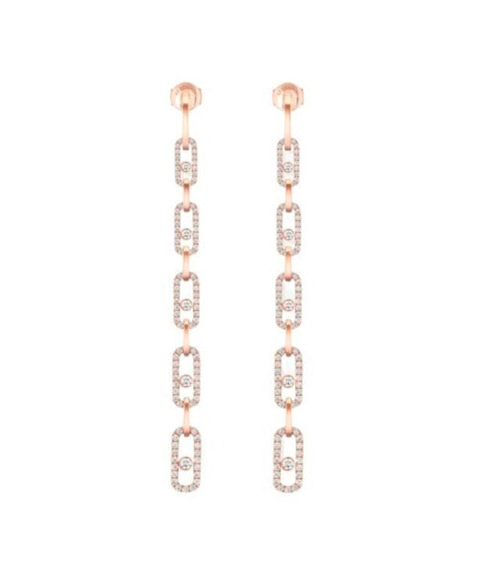 Messika, boucles d'oreilles pendantes "Move link Multi" or rose et diamants
