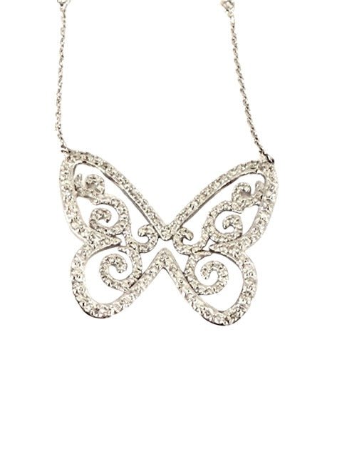 Messika collier "Butterfly Arabesque" en or blanc et diamants - Maison Eloe