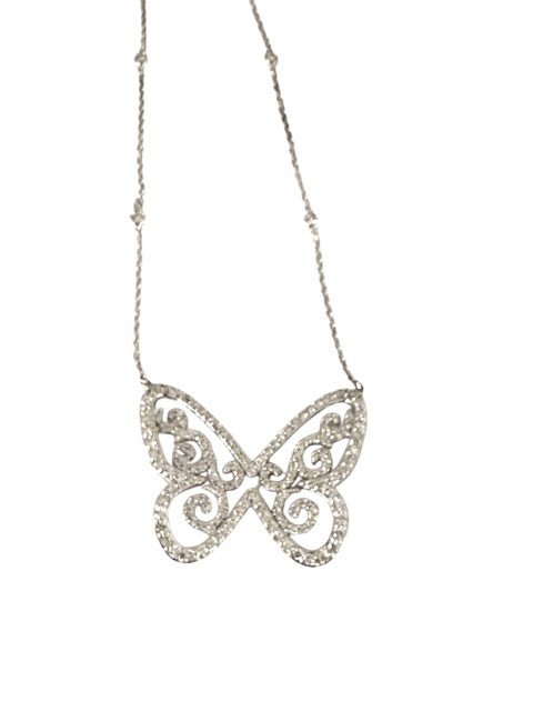 Messika collier "Butterfly Arabesque" en or blanc et diamants - Maison Eloe