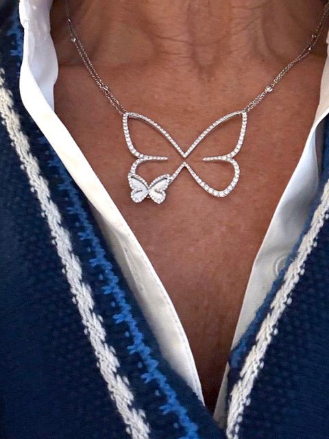 Messika collier "Butterfly" en or blanc et diamants - Maison Eloe