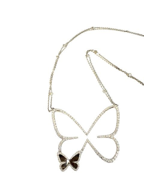 Messika collier "Butterfly" en or blanc et diamants - Maison Eloe