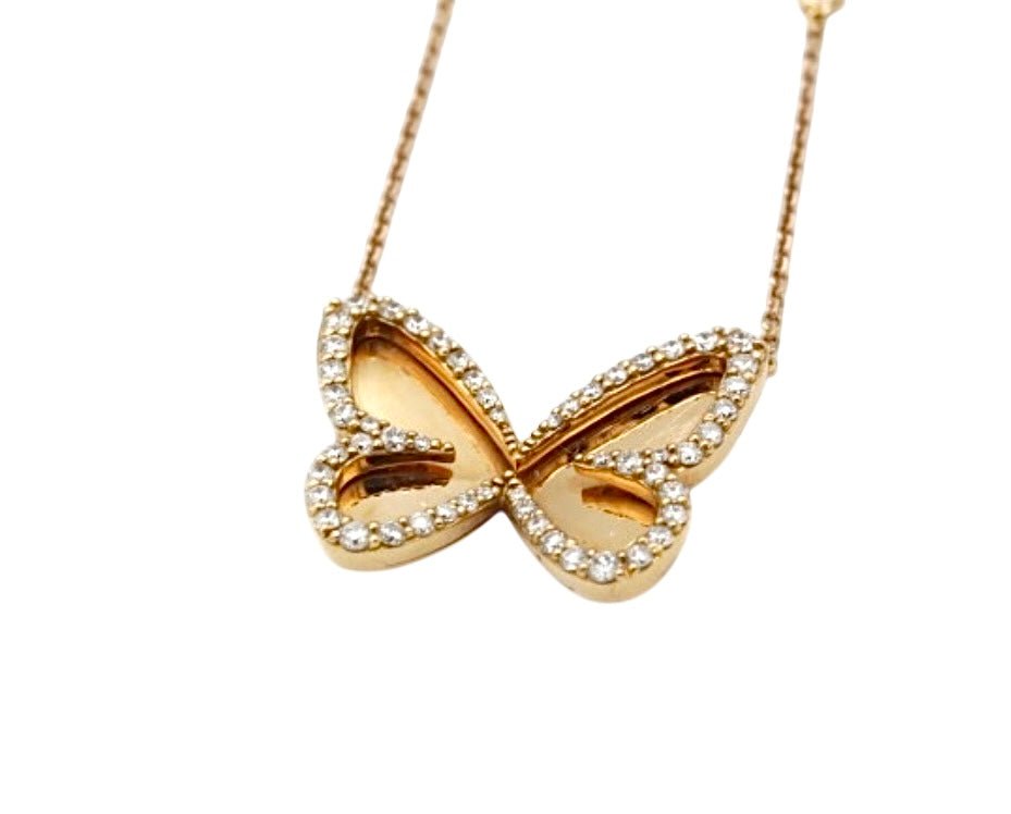 Messika collier "Butterfly" en or rose et diamants - Maison Eloe