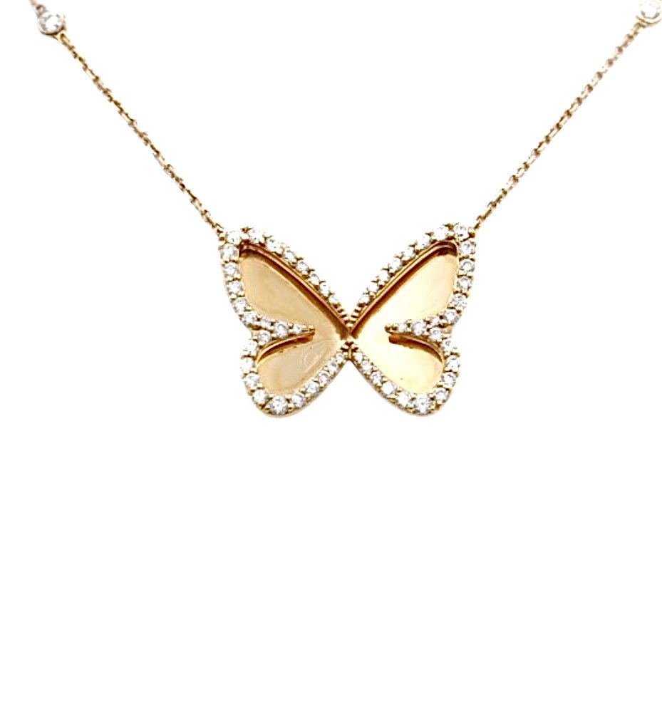 Messika collier "Butterfly" en or rose et diamants - Maison Eloe