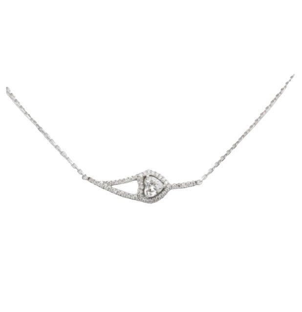 Messika, collier "Entourage Coeur" en or blanc 18 k et diamants