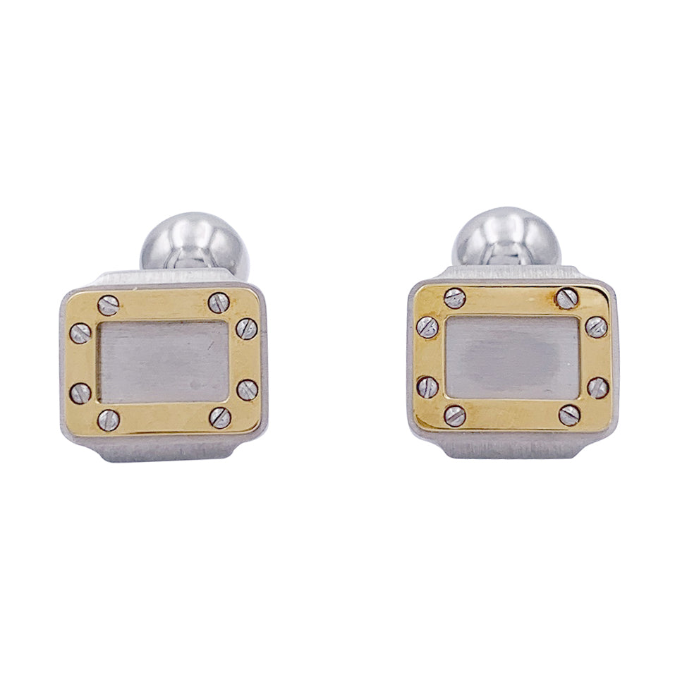 Boutons de manchette Cartier, "Santos Dumont", or et acier.