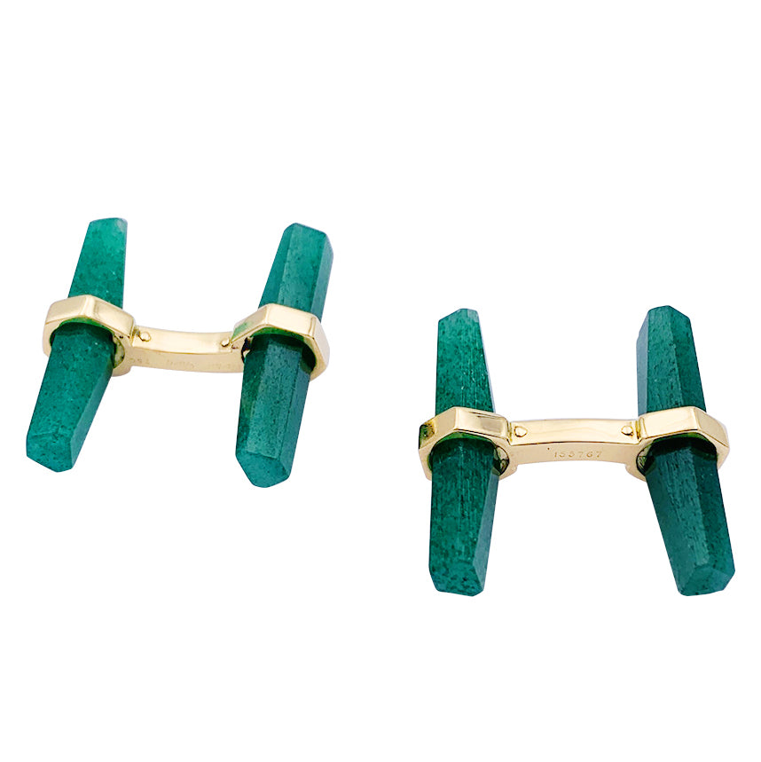 Cartier cufflinks in yellow gold, steel, onyx and aventurine.