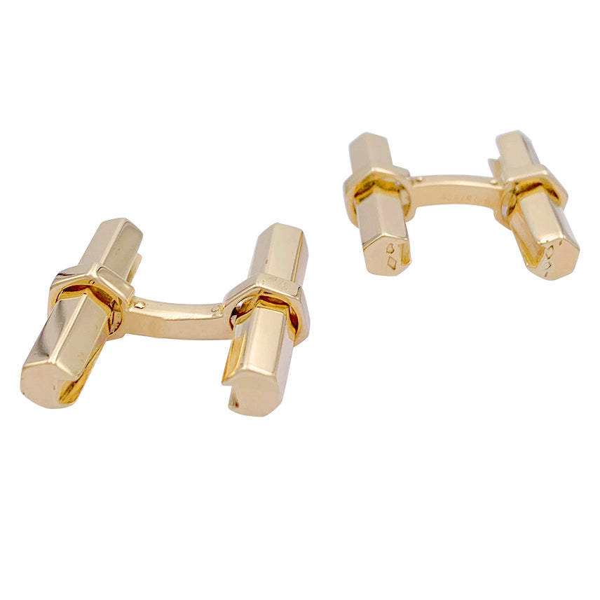 Cartier cufflinks in yellow gold, steel, onyx and aventurine.