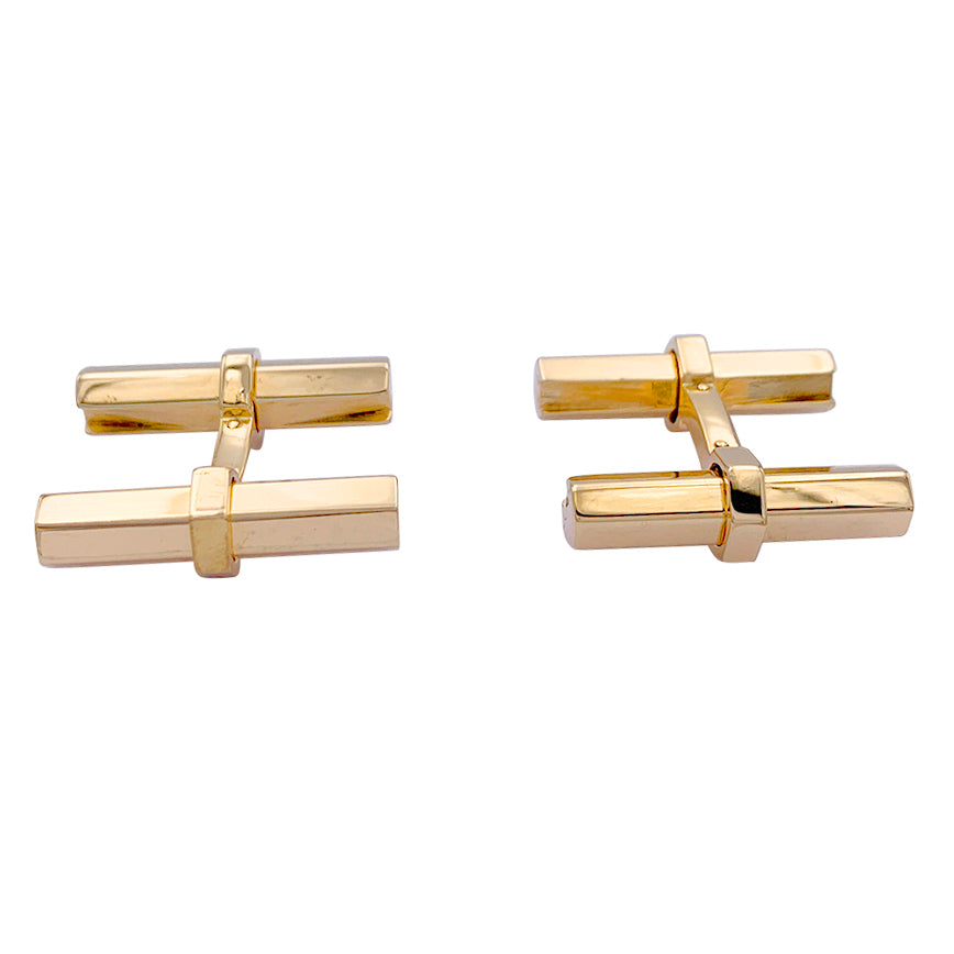 Cartier cufflinks in yellow gold, steel, onyx and aventurine.
