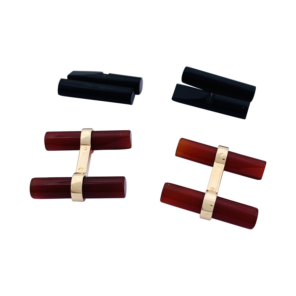 Boutons de manchette Cartier or jaune, bâtonnets interchangeables.