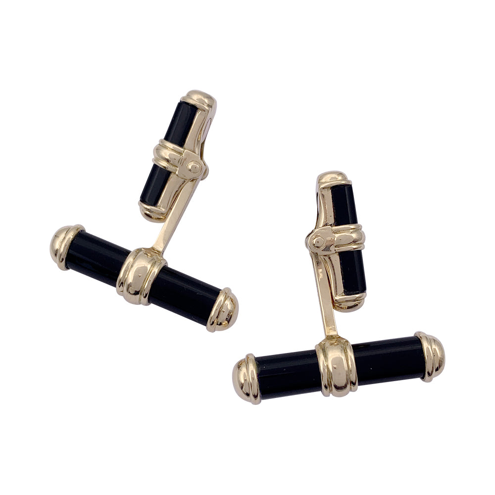 Van Cleef & Arpels cufflinks, yellow gold and onyx.